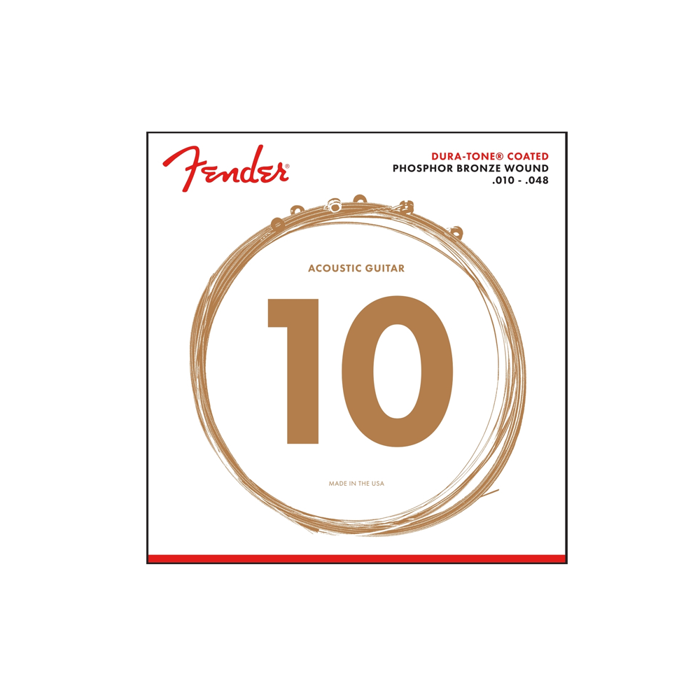 Fender 860XL Dura Tone Coated Phosphor Bronze Acoustic Strings 10